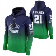 Wholesale Cheap Vancouver Canucks #21 Loui Eriksson Adidas Reverse Retro Pullover Hoodie Green
