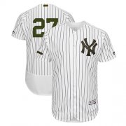 Wholesale Cheap Yankees #27 Giancarlo Stanton White Strip Flexbase Authentic Collection 2018 Memorial Day Stitched MLB Jersey