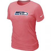 Wholesale Cheap Women's Nike Seattle Seahawks Pink Logo T-Shirt