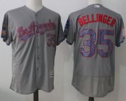 Wholesale Cheap Dodgers #35 Cody Bellinger Grey Fashion Stars & Stripes Flexbase Authentic Stitched MLB Jersey