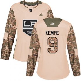 Wholesale Cheap Adidas Kings #9 Adrian Kempe Camo Authentic 2017 Veterans Day Women\'s Stitched NHL Jersey