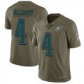 Wholesale Cheap Nike Eagles #4 Jake Elliott Olive Youth Stitched NFL Limited 2017 Salute to Service Jersey