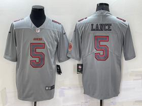 Wholesale Men\'s San Francisco 49ers #5 Trey Lance LOGO Grey Atmosphere Fashion Vapor Untouchable Stitched Limited Jersey