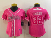 Wholesale Cheap Women's New Orleans Saints #32 Tyrann Mathieu Pink With Patch Cool Base Stitched Baseball Jersey
