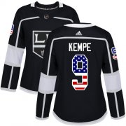 Wholesale Cheap Adidas Kings #9 Adrian Kempe Black Home Authentic USA Flag Women's Stitched NHL Jersey