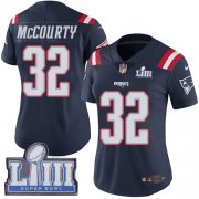 Wholesale Cheap Nike Patriots #32 Devin McCourty Navy Blue Super Bowl LIII Bound Women's Stitched NFL Limited Rush Jersey