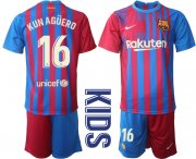 Wholesale Cheap Youth 2021-2022 Club Barcelona home red 16 Nike Soccer Jerseys