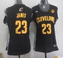 Wholesale Cheap Women's Cleveland Cavaliers #23 LeBron James Black Fashion 2016 The NBA Finals Patch Jersey