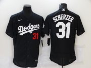 Wholesale Cheap Men's Los Angeles Dodgers #31 Max Scherzer Black Stitched MLB Flex Base Nike Jersey
