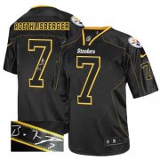 Wholesale Cheap Nike Steelers #7 Ben Roethlisberger Lights Out Black Men's Stitched NFL Elite Autographed Jersey