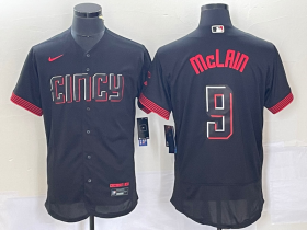 Wholesale Cheap Men\'s Cincinnati Reds #9 Matt McLain Black 2023 City Connect Flex Base Stitched Jersey