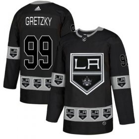 Wholesale Cheap Adidas Kings #99 Wayne Gretzky Black Authentic Team Logo Fashion Stitched NHL Jersey