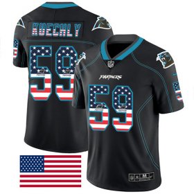 Wholesale Cheap Nike Panthers #59 Luke Kuechly Black Men\'s Stitched NFL Limited Rush USA Flag Jersey