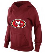 Wholesale Cheap Women's San Francisco 49ers Logo Pullover Hoodie Red