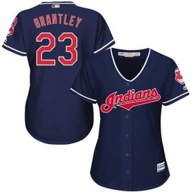 Wholesale Cheap Indians #23 Michael Brantley Navy Blue Women\'s Alternate Stitched MLB Jersey