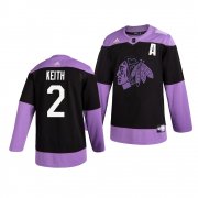 Wholesale Cheap Chicago Blackhawks #2 Duncan Keith Adidas Men's Hockey Fights Cancer Practice NHL Jersey Black