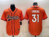 Wholesale Cheap Men's Denver Broncos #31 Justin Simmons Orange Stitched Cool Base Nike Baseball Jersey