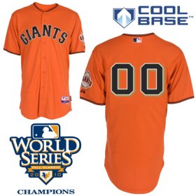 Wholesale Cheap Giants Customized Authentic Orange Cool Base MLB Jersey w/2010 World Series Patch (S-3XL)