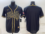 Wholesale Cheap Men's Chicago Bulls Blank Black Gold With Patch Cool Base Stitched Baseball Jersey