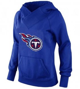 Wholesale Cheap Women\'s Tennessee Titans Logo Pullover Hoodie Blue-1
