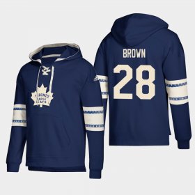 Wholesale Cheap Toronto Maple Leafs #28 Connor Brown Blue adidas Lace-Up Pullover Hoodie