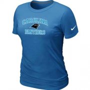 Wholesale Cheap Women's Nike Carolina Panthers Heart & Soul NFL T-Shirt Light Blue
