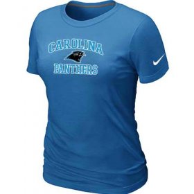 Wholesale Cheap Women\'s Nike Carolina Panthers Heart & Soul NFL T-Shirt Light Blue