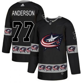 Wholesale Cheap Adidas Blue Jackets #77 Josh Anderson Black Authentic Team Logo Fashion Stitched NHL Jersey