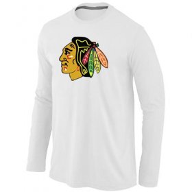 Wholesale Cheap NHL Chicago Blackhawks Big & Tall Logo Long Sleeve T-Shirt White