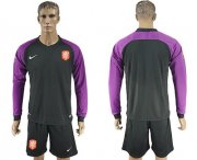 Wholesale Cheap Holland Blank Black Goalkeeper Long Sleeves Soccer Country Jersey