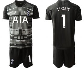 Wholesale Cheap Tottenham Hotspur #1 Lloris Black Goalkeeper Soccer Club Jersey