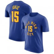 Cheap Men's Denver Nuggets #15 Nikola Jokic Royal 2022-23 Statement Edition Name & Number T-Shirt