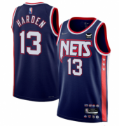 Wholesale Cheap Men's Brooklyn Nets #13 James Harden Navy 2021-22 Swingman City Edition 75th Anniversary Stitched Basketball Jersey