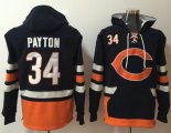 Wholesale Cheap Nike Bears #34 Walter Payton Navy Blue/Orange Name & Number Pullover NFL Hoodie