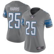 Wholesale Cheap Nike Lions #25 Will Harris Gray Women's Stitched NFL Limited Rush Jersey