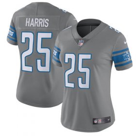 Wholesale Cheap Nike Lions #25 Will Harris Gray Women\'s Stitched NFL Limited Rush Jersey
