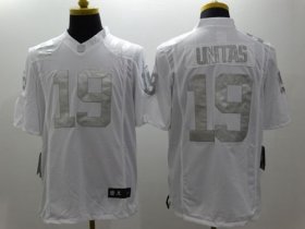 Wholesale Cheap Nike Colts #19 Johnny Unitas White Men\'s Stitched NFL Limited Platinum Jersey