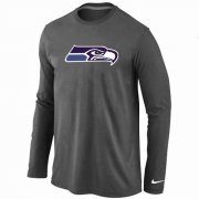 Wholesale Cheap Nike Seattle Seahawks Logo Long Sleeve T-Shirt Dark Grey