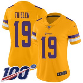 Wholesale Cheap Nike Vikings #19 Adam Thielen Gold Women\'s Stitched NFL Limited Inverted Legend 100th Season Jersey