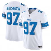 Cheap Men's Detroit Lions #97 Aidan Hutchinson White 2024 F.U.S.E. Vapor Limited Stitched Jersey