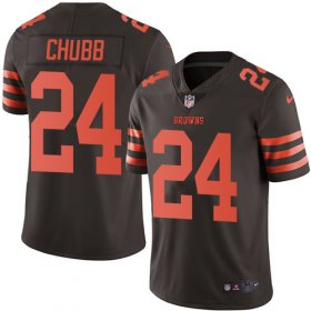 Wholesale Cheap Nike Browns #24 Nick Chubb Brown Men\'s Stitched NFL Limited Rush Jersey