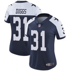 Wholesale Cheap Nike Cowboys #31 Trevon Diggs Navy Blue Thanksgiving Women\'s Stitched NFL Vapor Throwback Limited Jersey