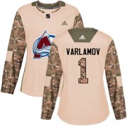 Wholesale Cheap Adidas Avalanche #1 Semyon Varlamov Camo Authentic 2017 Veterans Day Women's Stitched NHL Jersey