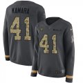 Wholesale Cheap Nike Saints #41 Alvin Kamara Anthracite Salute to Service Women's Stitched NFL Limited Therma Long Sleeve Jersey