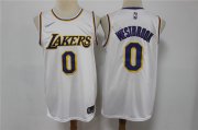 Wholesale Cheap Men's Los Angeles Lakers #0 Russell Westbrook White 75th Anniversary Diamond 2021 Stitched Jersey