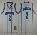 Wholesale Cheap Men's Charlotte Hornets #2 Larry Johnson 1992-93 White Hardwood Classics Soul Swingman Throwback Jersey