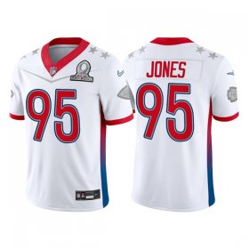 Wholesale Cheap Men\'s Kansas City Chiefs #95 Chris Jones 2022 White Pro Bowl Stitched Jersey