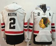 Wholesale Cheap Blackhawks #2 Duncan Keith White Name & Number Pullover NHL Hoodie
