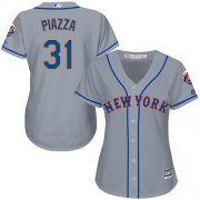 Wholesale Cheap Mets #31 Mike Piazza Grey Road Women's Stitched MLB Jersey