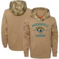Wholesale Cheap Youth Jacksonville Jaguars Nike Khaki 2019 Salute to Service Therma Pullover Hoodie